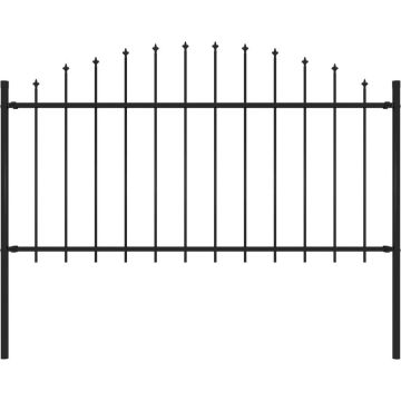 vidaXL Tuinhek met speren bovenkant (1,25-1,5)x1,7 m staal zwart