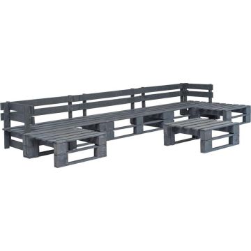 vidaXL 6-delige Loungeset pallet hout grijs