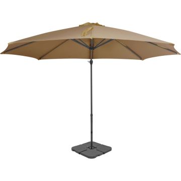 vidaXL Parasol met draagbare voet taupe