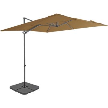 vidaXL Parasol met draagbare voet taupe