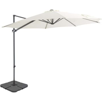 vidaXL Parasol met draagbare voet zandkleurig