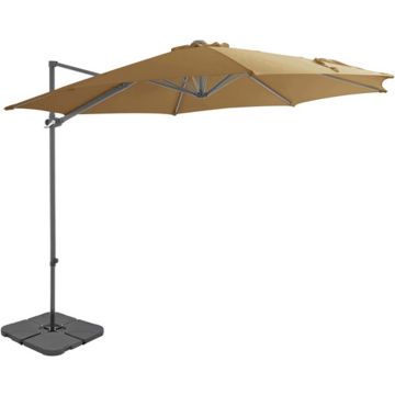 vidaXL Parasol met draagbare voet taupe