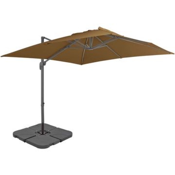 vidaXL Parasol met draagbare voet taupe