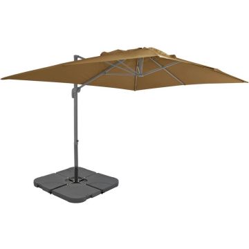 vidaXL Parasol met draagbare voet taupe