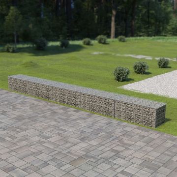 vidaXL Schanskorfmuur met deksels 600x50x50 cm gegalvaniseerd staal