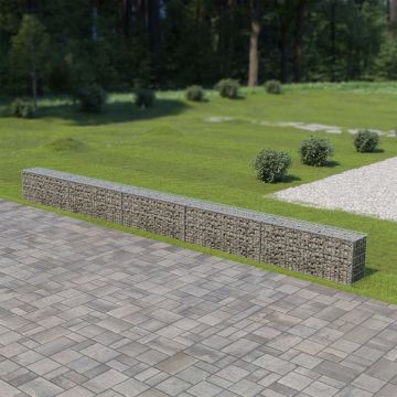 vidaXL Schanskorfmuur met deksels 600x30x50 cm gegalvaniseerd staal