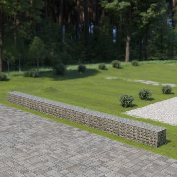 vidaXL Schanskorfmuur met deksels 900x50x50 cm gegalvaniseerd staal