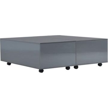 vidaXL Salontafel 100x100x35 cm hoogglans grijs