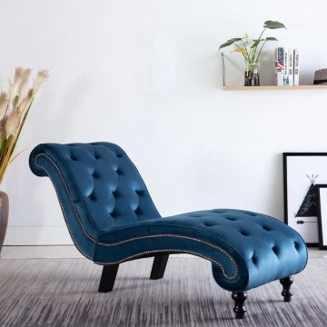 vidaXL Chaise longue fluweel blauw