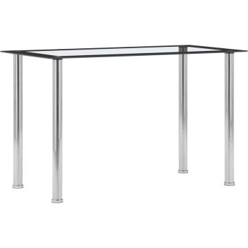 vidaXL Eettafel 120x60x75 cm gehard glas zwart en transparant