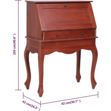 vidaXL Secretaire 78x42x103 cm massief mahoniehout bruin