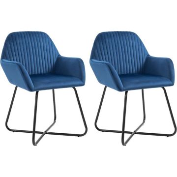 vidaXL Eetkamerstoelen 2 st fluweel blauw