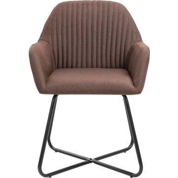 vidaXL Eetkamerstoelen 2 st stof bruin