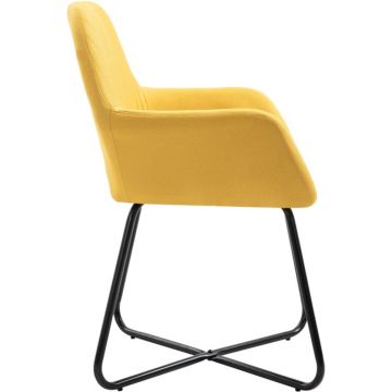 vidaXL Eetkamerstoelen 2 st stof geel