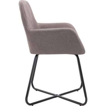 vidaXL Eetkamerstoelen draaibaar 2 st stof taupe