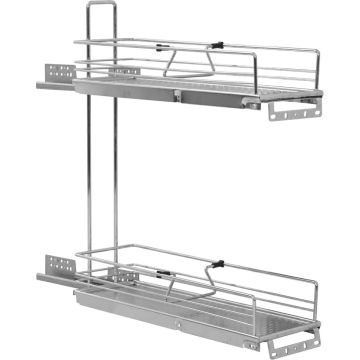 vidaXL Draadmand keuken uittrekbaar 2-laags 47x15x54,5cm zilverkleurig