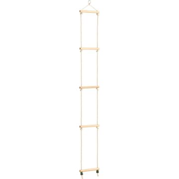 vidaXL Touwladder 30x168 cm massief hout en PE