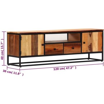 vidaXL Tv-meubel 120x30x40 cm massief gerecycled hout en staal