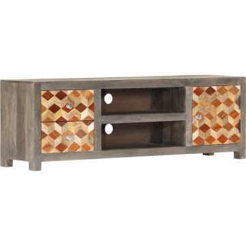 vidaXL Tv-meubel 120x30x40 cm massief mangohout grijs