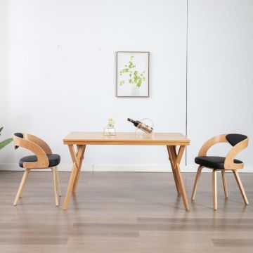 vidaXL Eetkamerstoelen 2 st gebogen hout en kunstleer