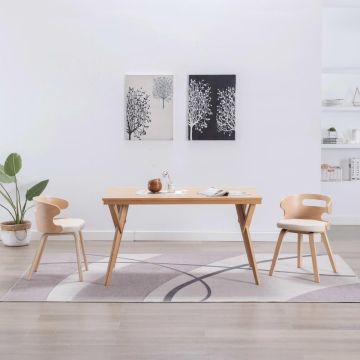 vidaXL Eetkamerstoelen 2 st gebogen hout en kunstleer crèmekleurig