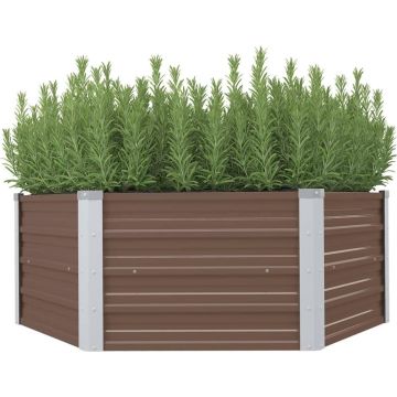 vidaXL Plantenbak verhoogd 129x129x46 cm gegalvaniseerd staal bruin