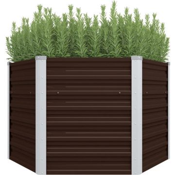 vidaXL Plantenbak verhoogd 129x129x77 cm gegalvaniseerd staal bruin