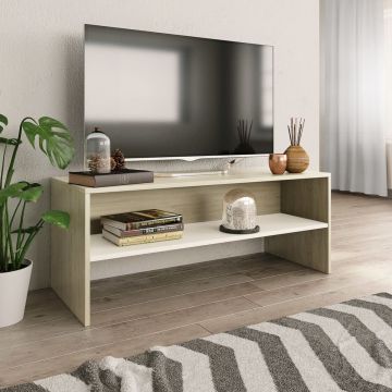 vidaXL Tv-meubel 100x40x40 cm bewerkt hout wit en sonoma eikenkleurig