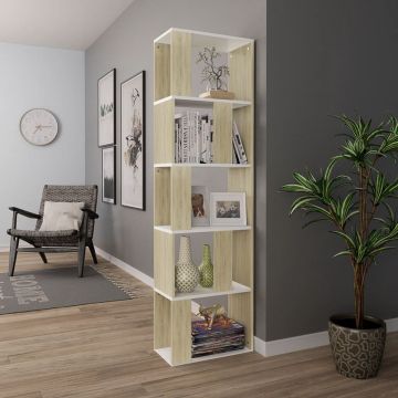 vidaXL Boekenkast/kamerscherm 45x24x159 cm wit en sonoma eikenkleurig