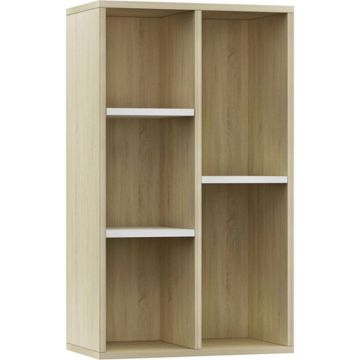 vidaXL Boekenkast/dressoir 50x25x80 cm spaanplaat wit en eikenkleurig