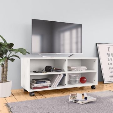 vidaXL Tv-meubel met wieltjes 90x35x35 cm bewerkt hout wit