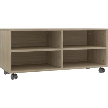 vidaXL Tv-meubel met wieltjes 90x35x35 cm spaanplaat sonoma eikenkleur