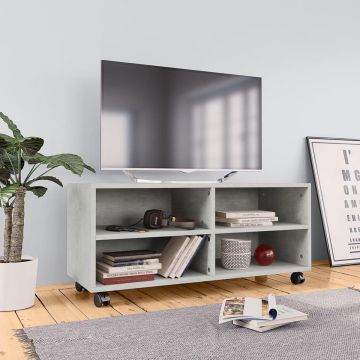 vidaXL Tv-meubel met wieltjes 90x35x35 cm bewerkt hout betongrijs