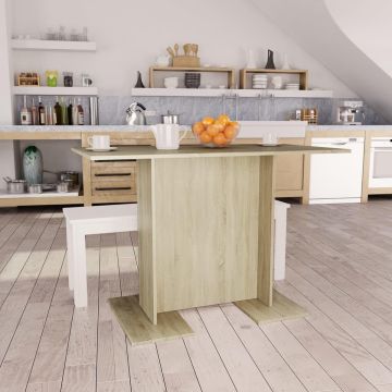 vidaXL Eettafel 110x60x75 cm bewerkt hout sonoma eikenkleurig