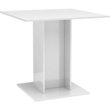 vidaXL Eettafel 80x80x75 cm spaanplaat hoogglans wit