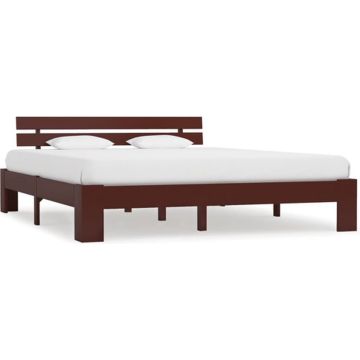 vidaXL Bedframe massief grenenhout donkerbruin 160x200 cm