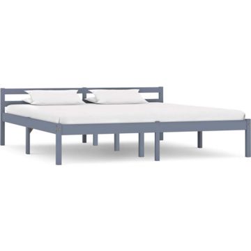 vidaXL Bedframe massief grenenhout grijs 160x200 cm