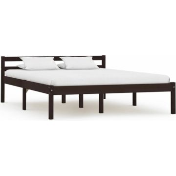 vidaXL Bedframe massief grenenhout donkerbruin 140x200 cm