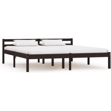 vidaXL Bedframe massief grenenhout donkerbruin 180x200 cm