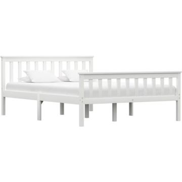 vidaXL Bedframe massief grenenhout wit 140x200 cm