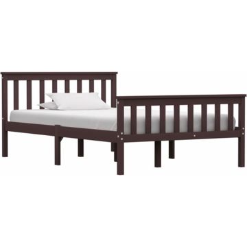 vidaXL Bedframe massief grenenhout donkerbruin 120x200 cm