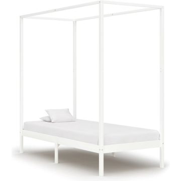 vidaXL Hemelbedframe massief grenenhout wit 90x200 cm