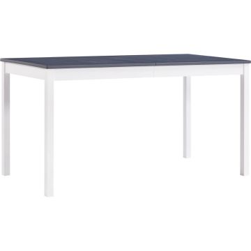 vidaXL Eettafel 140x70x73 cm grenenhout wit en grijs