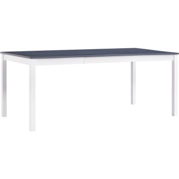 vidaXL Eettafel 180x90x73 cm grenenhout wit en grijs