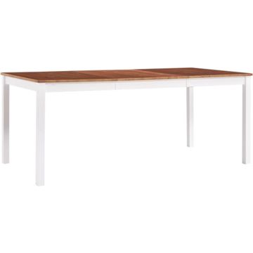 vidaXL Eettafel 180x90x73 cm grenenhout wit en bruin