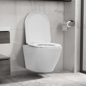 vidaXL Hangend toilet randloos keramiek wit