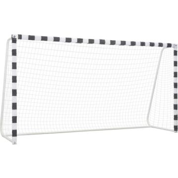 vidaXL Voetbaldoel 300x160x90 cm metaal zwart en wit