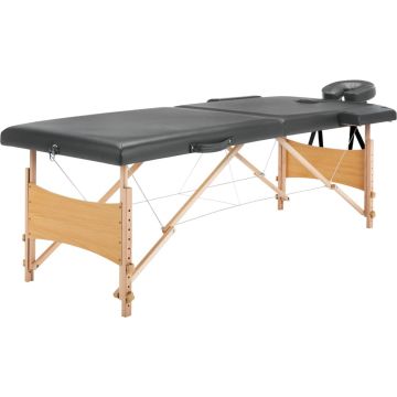 vidaXL Massagetafel met 2 zones 186x68 cm houten frame antraciet