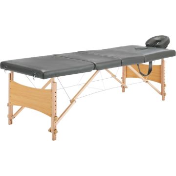 vidaXL Massagetafel met 4 zones 186x68 cm houten frame antraciet