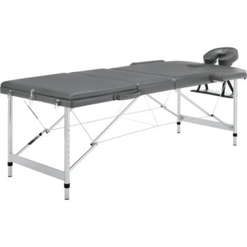 vidaXL Massagetafel met 3 zones 186x68 cm aluminium frame antraciet